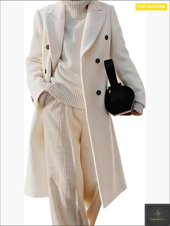 Jackets & Blazers - Wool Blend Trench Coat Double Breasted Classic Elegant Fall Winter Overcoat